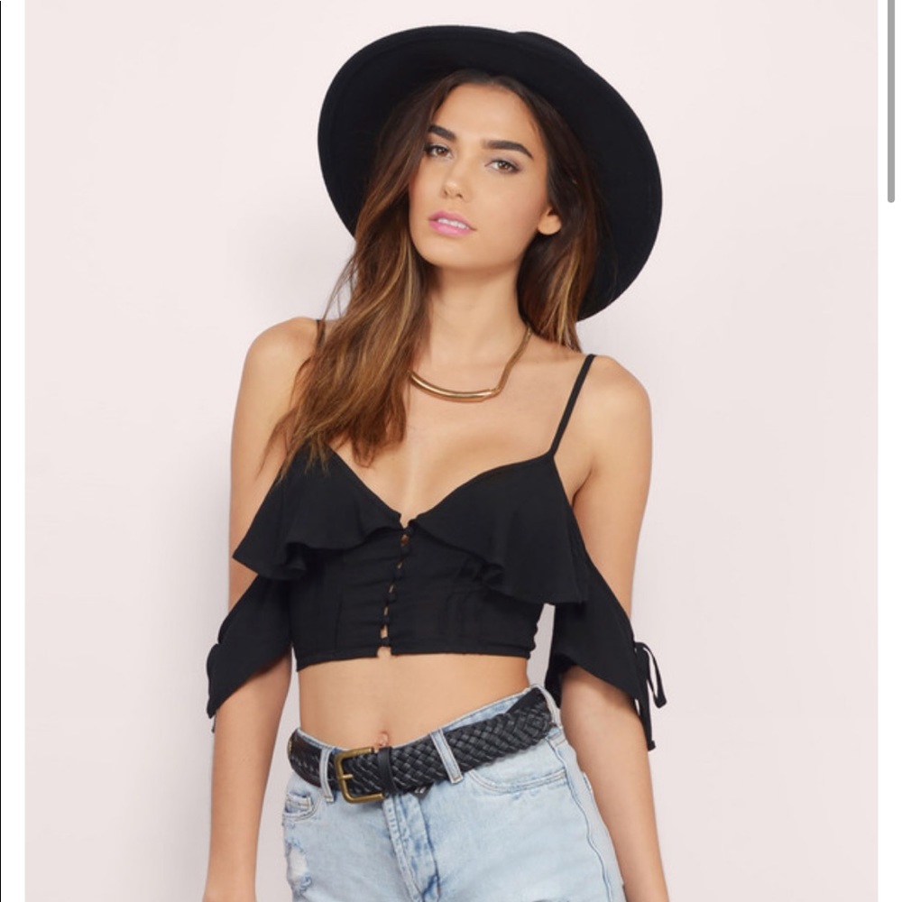 Lavender off the shoulder crop top buttons flowy